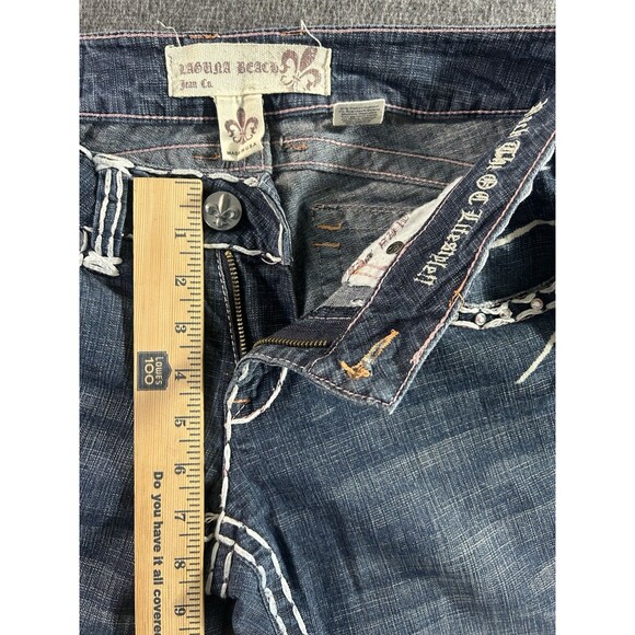 VTG Y2K Laguna Beach Jean Co 28x34 Embroidered Thick Stitch Low Rise Bootcut USA - Picture 8 of 13
